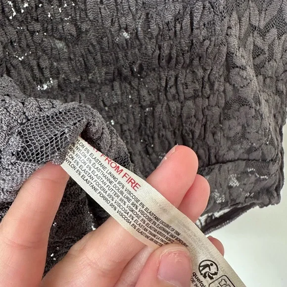 NWT Free People Strike A Pose Lace Thong Bodysuit Volcanic Glass Gray Size Small - Picture 8 of 9